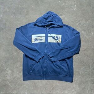 ☀️ Majestic Los Angeles Rams Full Zip Hoodie Mens Size Medium Navy Blue/Gold